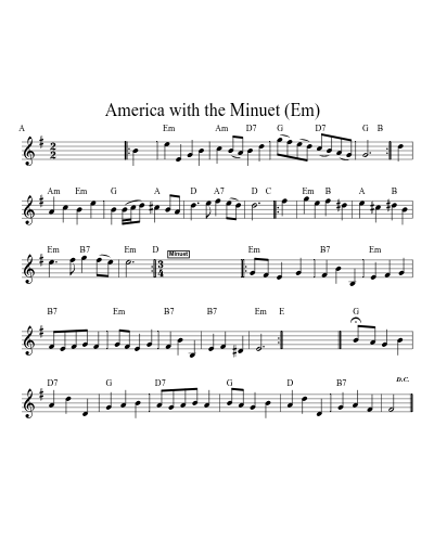 America with the Minuet   (Em) (Version 2)