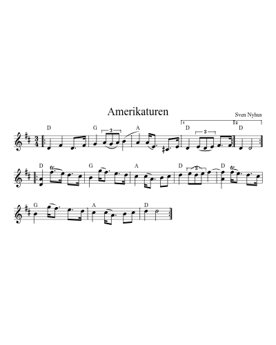 Amerikaturen sheet music preview