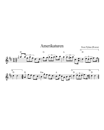 Amerikaturen (Version 2) sheet music preview