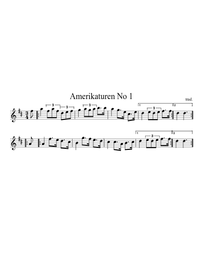 Amerikaturen No 1 sheet music preview