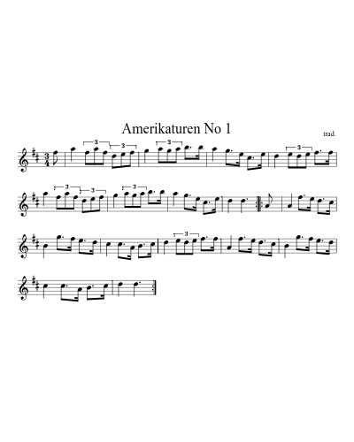 Amerikaturen No 1 (Version 2) sheet music preview