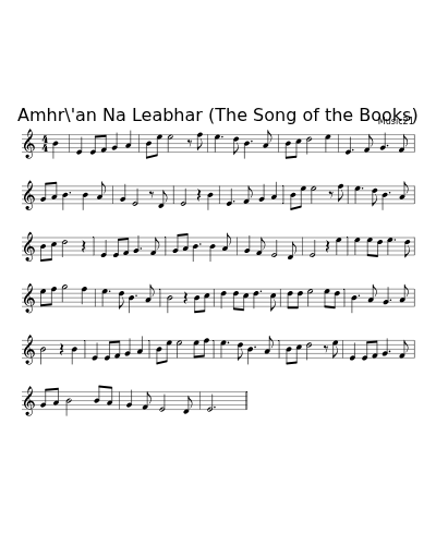 Amhr\'an Na Leabhar (The Song of the Books)