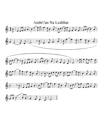 Amhr\'an Na Leabhar (Version 4) sheet music preview