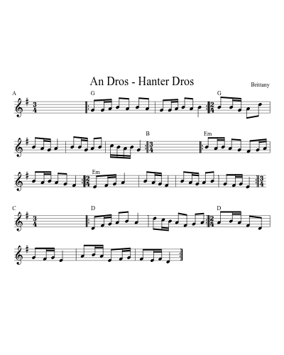 An Dros - Hanter Dros sheet music preview