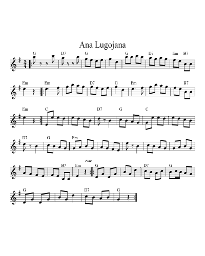 Ana Lugojana (Version 2) sheet music preview