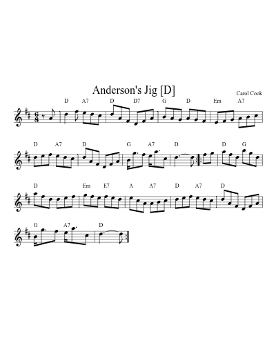 Anderson's Jig    [D] (Version 2) sheet music preview