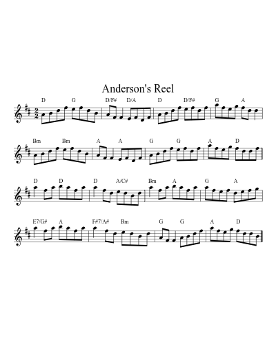 Anderson's Reel sheet music preview