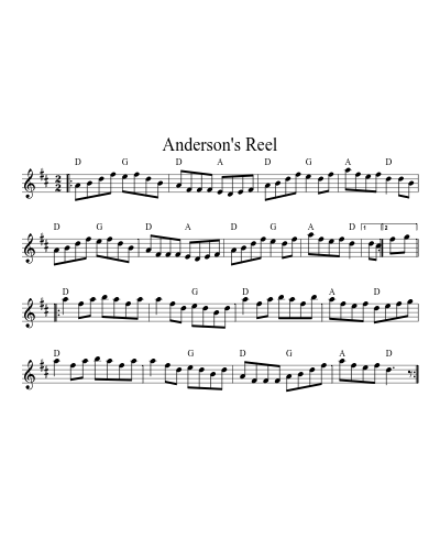 Anderson's Reel (Version 2) sheet music preview
