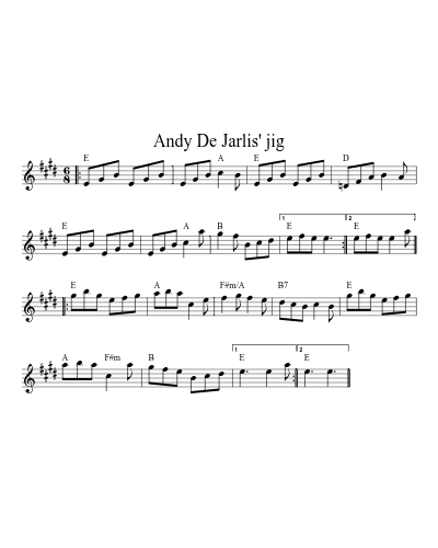 Andy De Jarlis' jig (Version 2) sheet music preview
