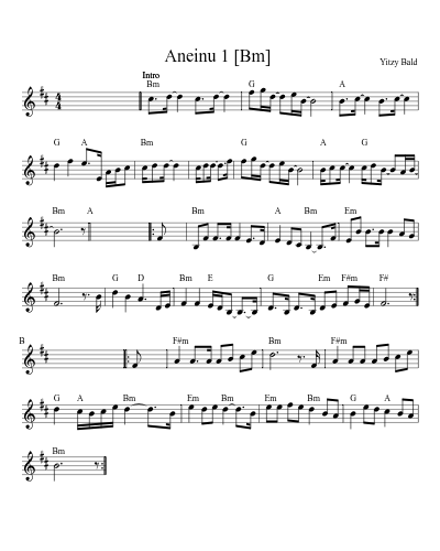 Aneinu 1  [Bm] (Version 2) sheet music preview