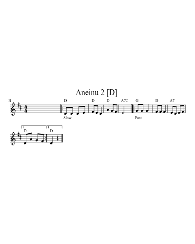 Aneinu 2  [D] (Version 3) sheet music preview