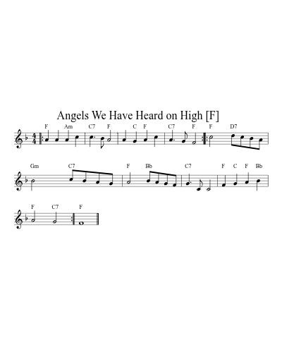 Angels We Have Heard on High   [F] (Version 2)