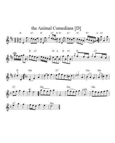 the Animal Comedians    (C) sheet music preview