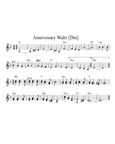 Anniversary Waltz    [Dm] sheet music preview