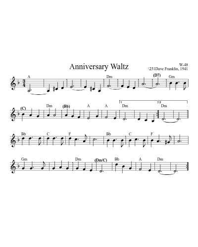 Anniversary Waltz sheet music preview