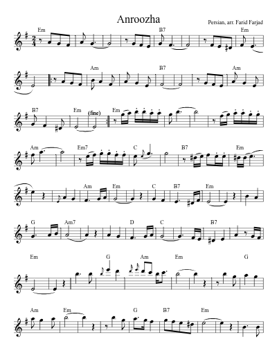 Anroozha sheet music preview