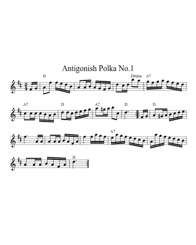Antigonish Polka No.1 (Version 2) sheet music preview