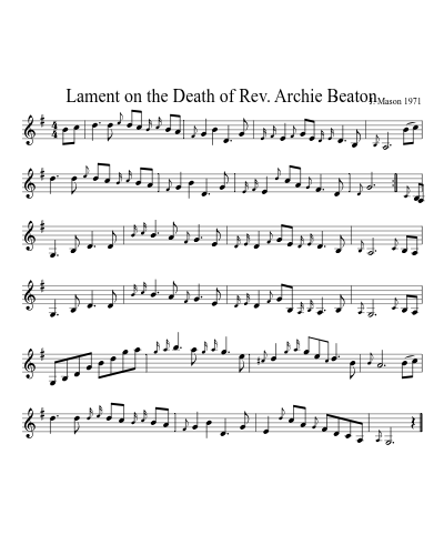 Lament on the Death of Rev. Archie Beaton by J. Mason 1971 — Guitar ...