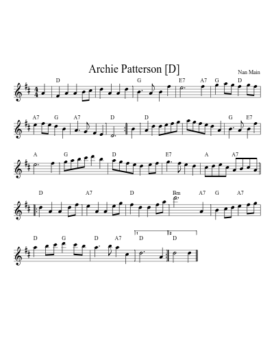 Archie Patterson   [D] sheet music preview