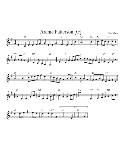 Archie Patterson   [G] (Version 2) sheet music preview