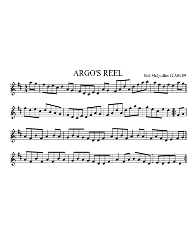 ARGO'S REEL (Version 2) sheet music preview