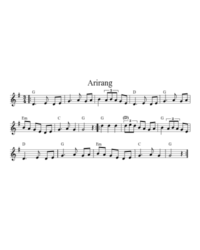 Arirang (Version 2) sheet music preview