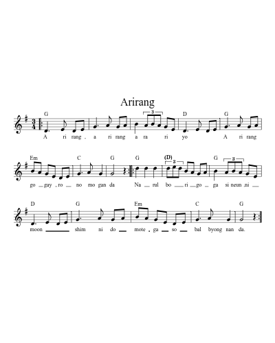 Arirang (Version 3) sheet music preview