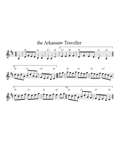 the Arkansaw Traveller (Version 2) sheet music preview