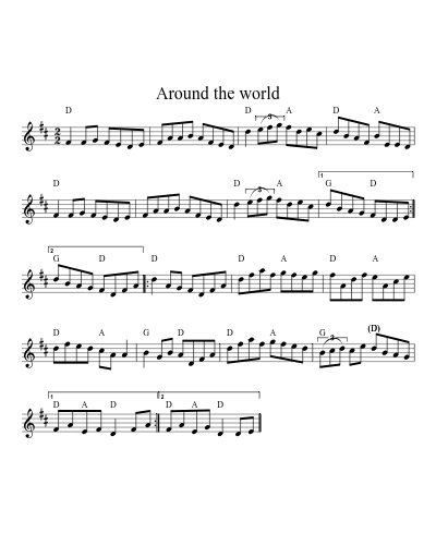 Around the world (Version 2) sheet music preview