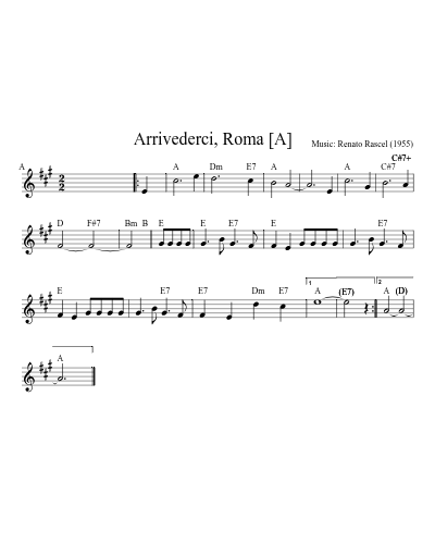 Arrivederci, Roma   [A] sheet music preview