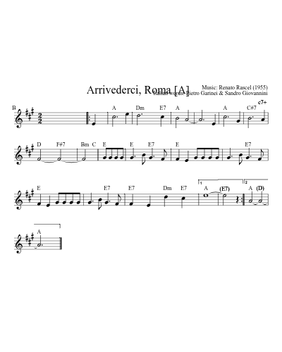 Arrivederci, Roma   [A] (Version 3) sheet music preview
