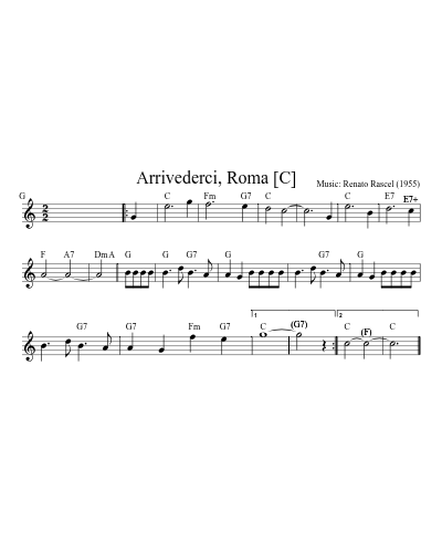 Arrivederci, Roma   [C] sheet music preview