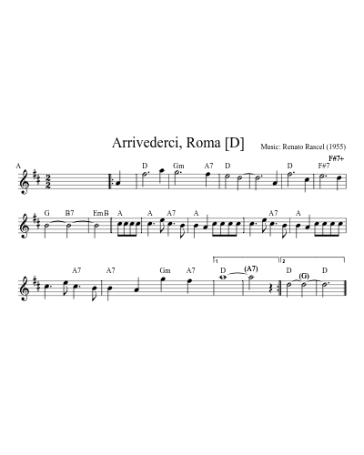 Arrivederci, Roma   [D] (Version 2) sheet music preview