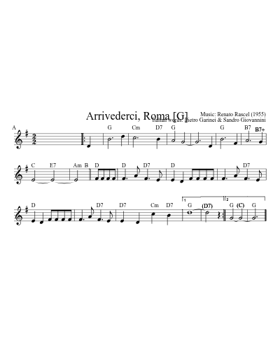 Arrivederci, Roma   [G] sheet music preview