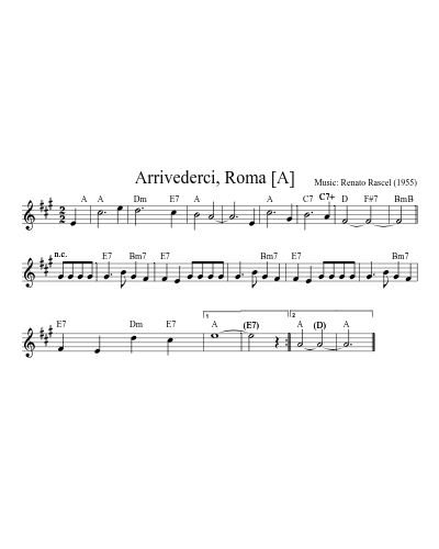 Arrivederci, Roma   [A] (Version 5) sheet music preview