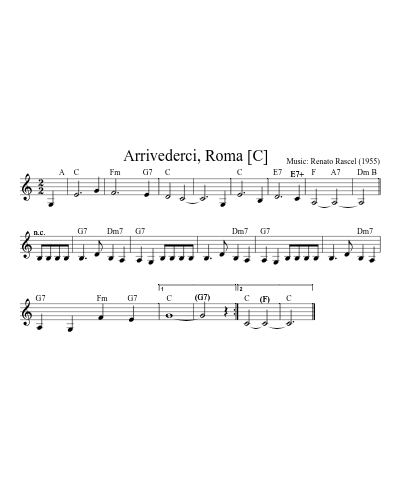 Arrivederci, Roma   [C] (Version 2) sheet music preview