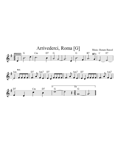 Arrivederci, Roma   [G] (Version 3) sheet music preview