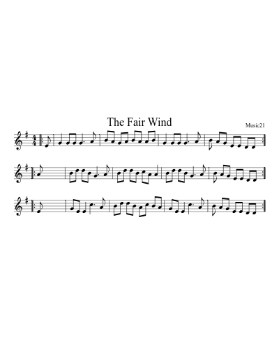 The Fair Wind sheet music preview