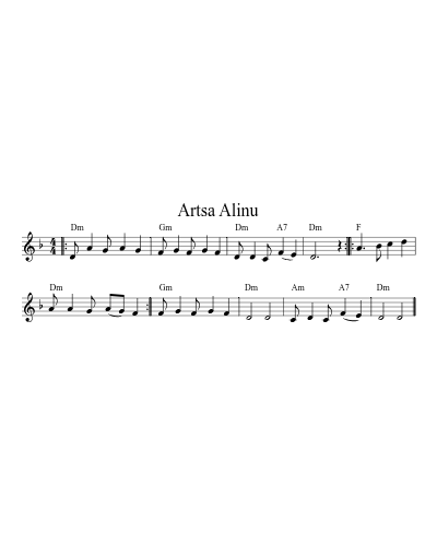 Artsa Alinu (Version 3) sheet music preview