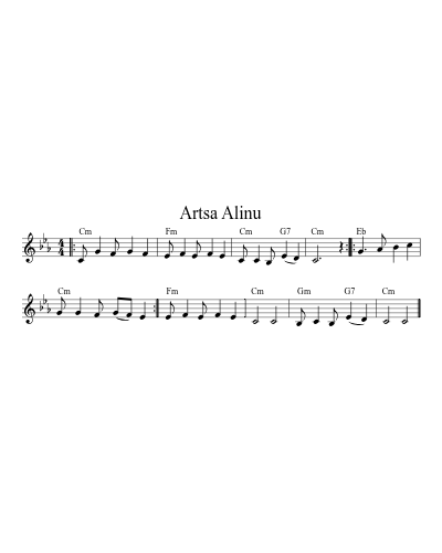 Artsa Alinu (Version 5) sheet music preview