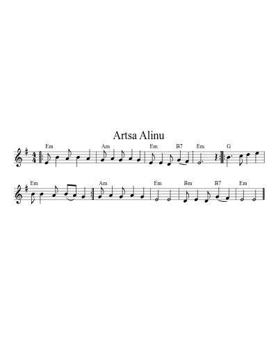 Artsa Alinu (Version 8) sheet music preview