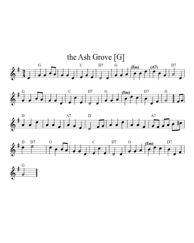 the Ash Grove  [G] sheet music preview