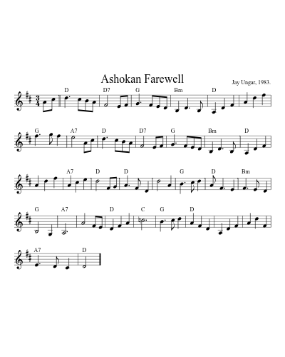 Ashokan Farewell (Version 4) sheet music preview
