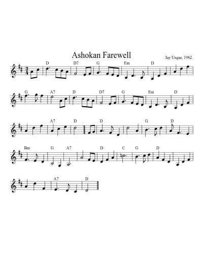 Ashokan Farewell (Version 9) sheet music preview