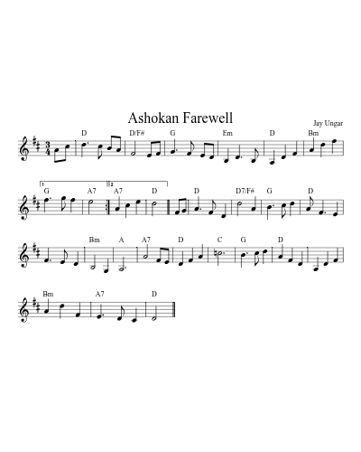 Ashokan Farewell (Version 10) sheet music preview