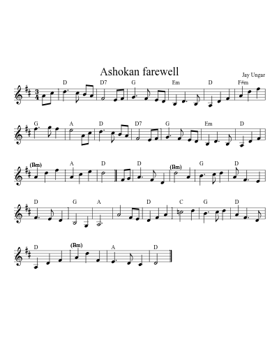 Ashokan Farewell (Version 13) sheet music preview