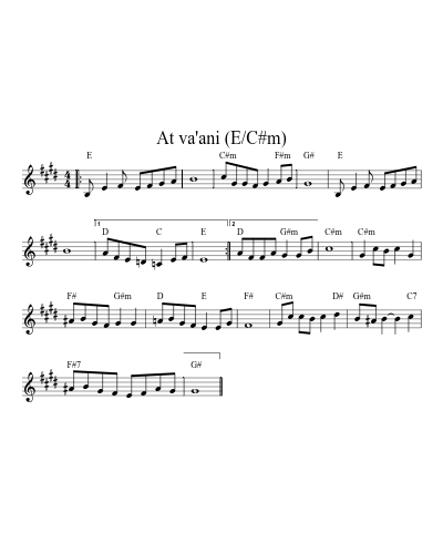 At va'ani (E/C#m) (Version 2) sheet music preview