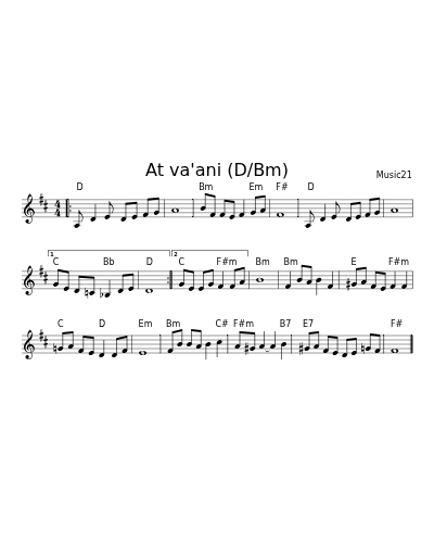 At va'ani (D/Bm) (Version 2)