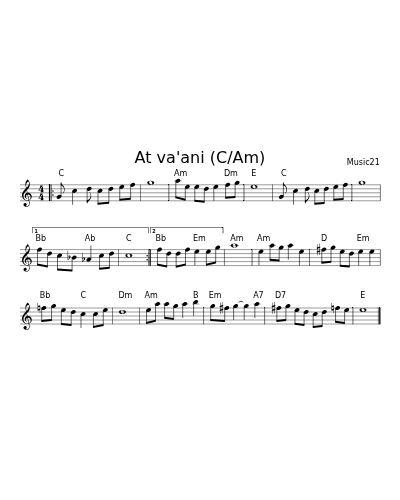 At va'ani (C/Am) (Version 3)