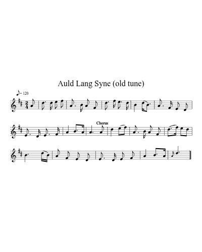 Auld Lang Syne (old tune) sheet music preview